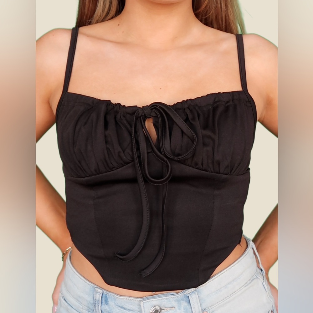 Black Ruched Women's Top